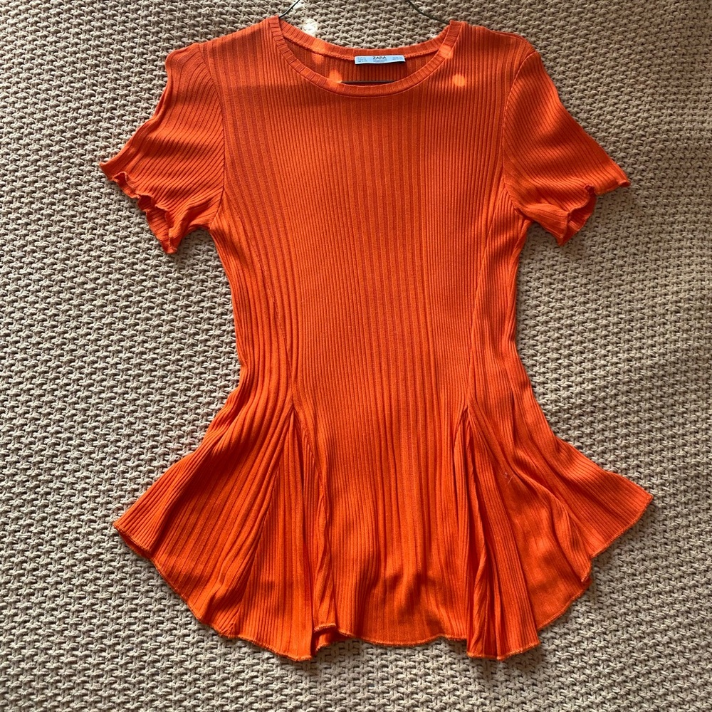 Orange Zara peplum top